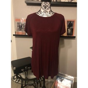 Oversized Maroon Tee Top Large